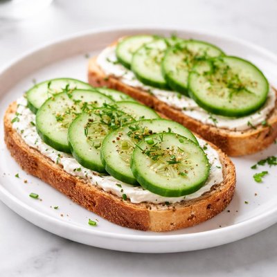 Bread with cucumber slices