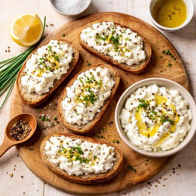 Bread with fresh cheese
