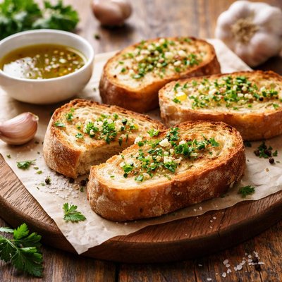Bread with garlic and olive oil