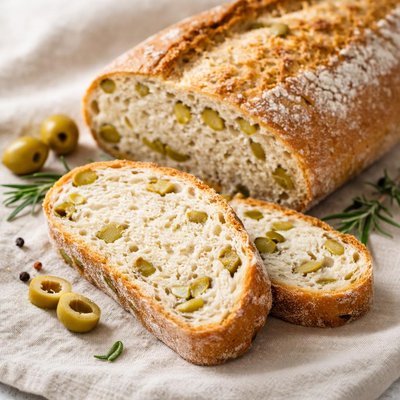 Bread with green olives