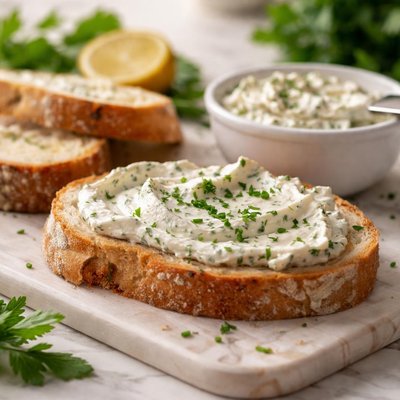 Bread with herb cream cheese