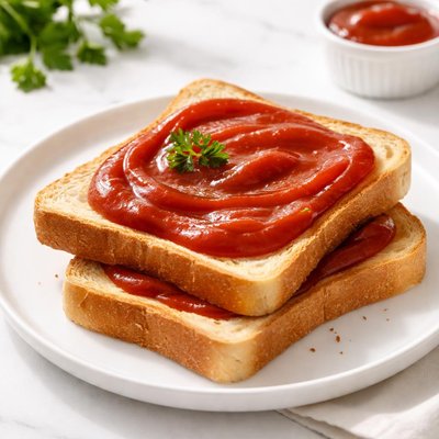 Bread with ketchup