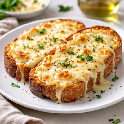Bread with melted cheese