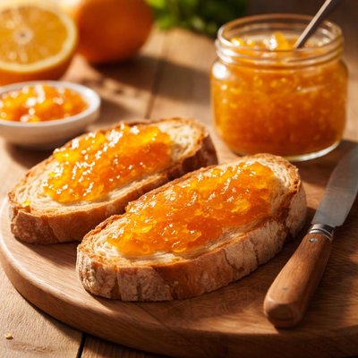 Bread with orange marmalade
