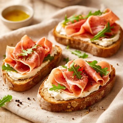 Bread with prosciutto