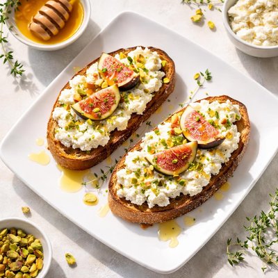 Bread with ricotta and honey