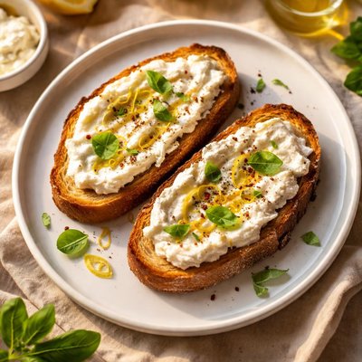 Bread with ricotta cheese