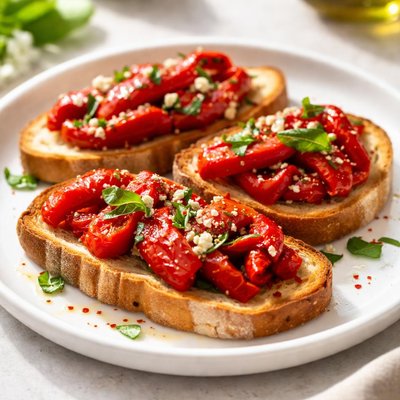 Bread with roasted red peppers