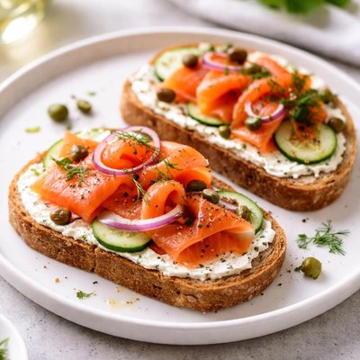 Bread with smoked salmon