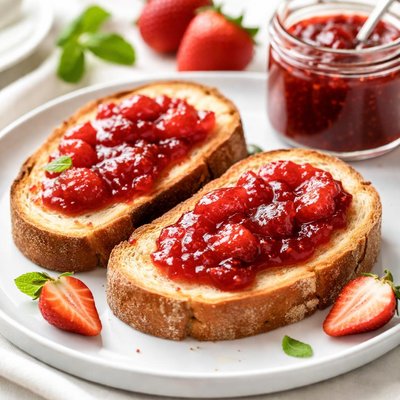 Bread with strawberry jam