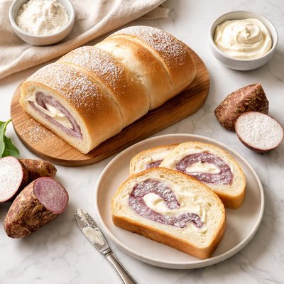 Bread with taro and cream cheese