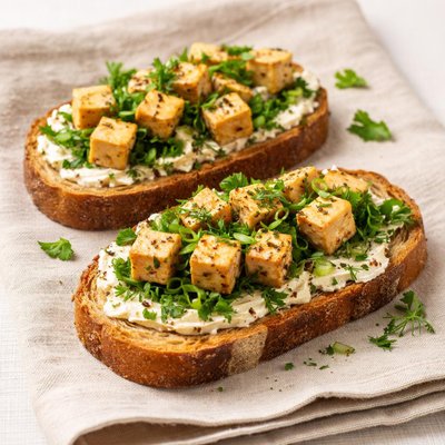 Bread with tofu and herbs