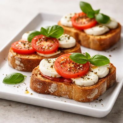 Bread with tomato and cheese