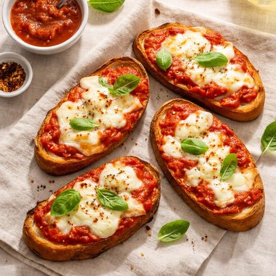 Bread with tomato sauce and cheese