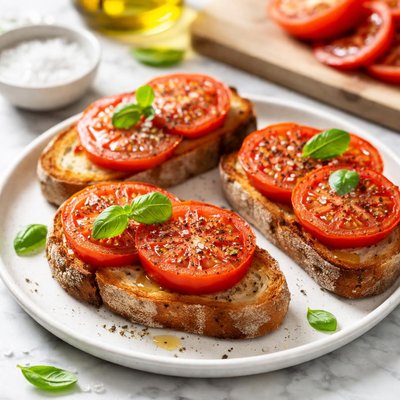 Bread with tomato slices