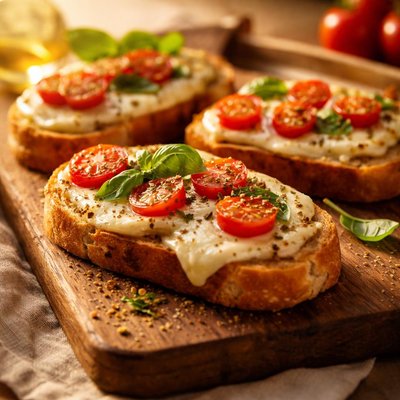 Bread with tomatoes and cheese