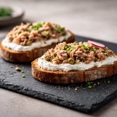 Bread with tuna and cream cheese