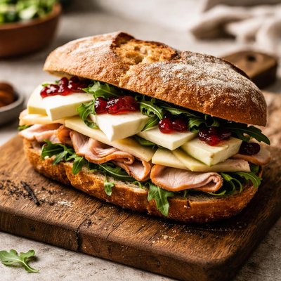 Bread with turkey and brie