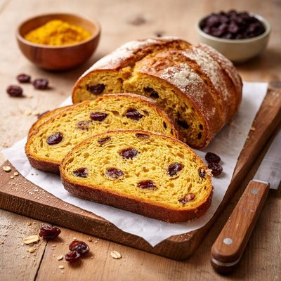 Bread with turmeric and raisins