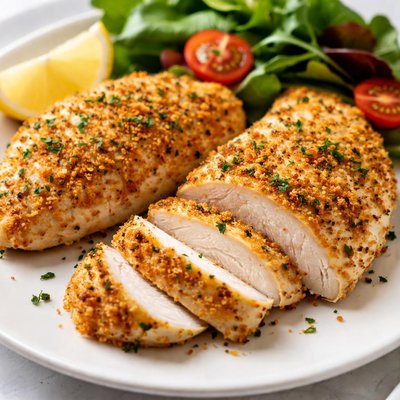 Breaded baked chicken breast