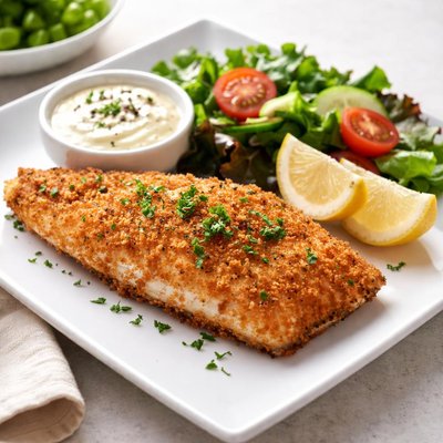 Breaded barramundi fish