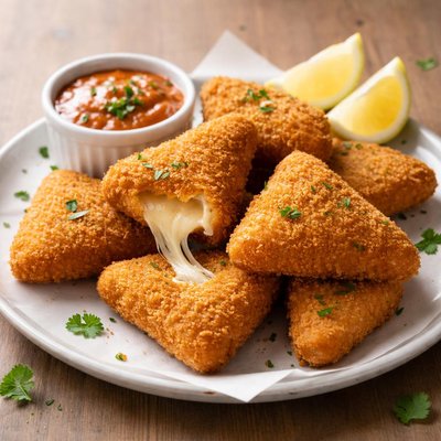 Breaded cheese triangles
