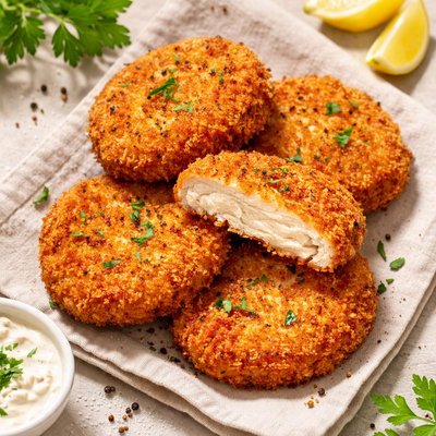 Breaded chicken breast patties