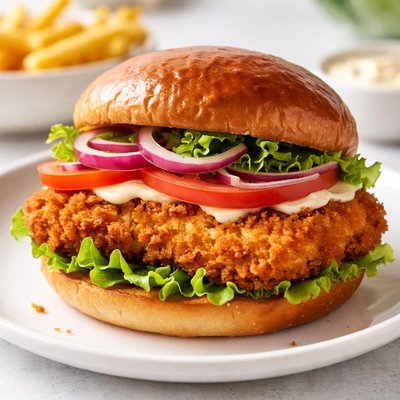 Breaded chicken burger