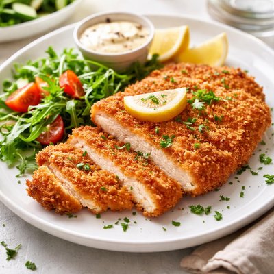 Breaded chicken schnitzel