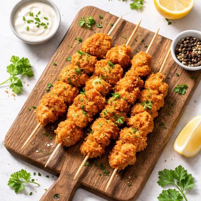 Breaded chicken skewer