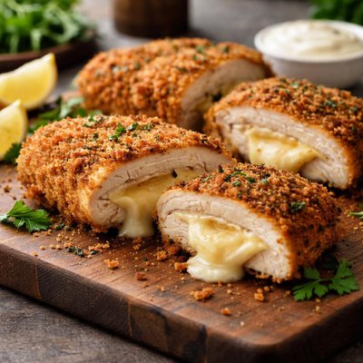 Breaded chicken with cheese