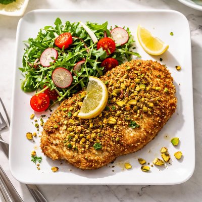 Breaded cutlet with pistachios