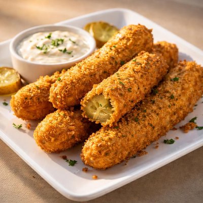 Breaded deep fried pickle spears