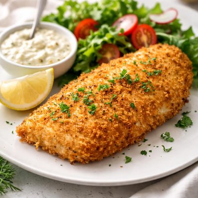 Breaded fish fillet with tartar sauce