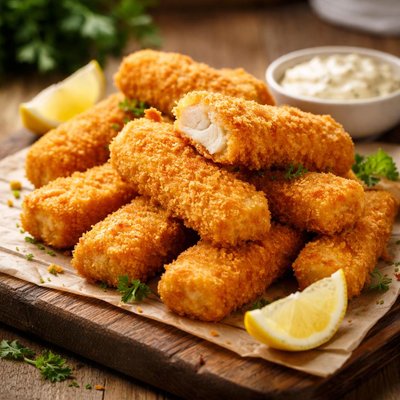 Breaded pollock fish fingers