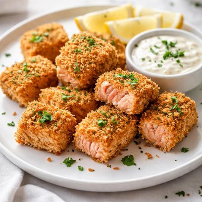Breaded salmon bites