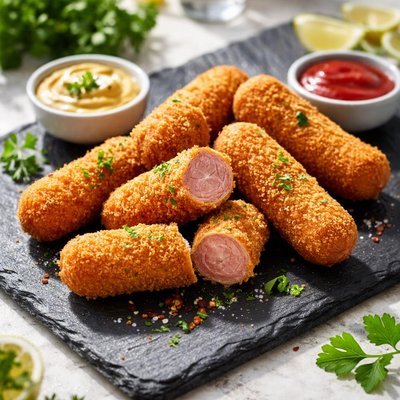 Breaded sausages