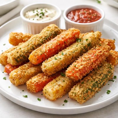 Breaded vegetable sticks