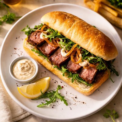 Breadroll with steak