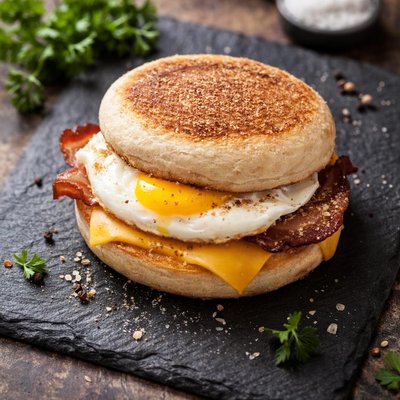 Breakfast egg sandwich with cheese