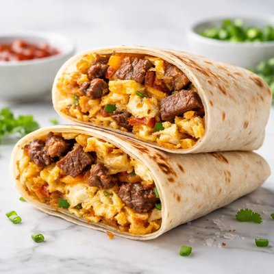 Breakfast steak burrito