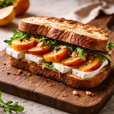 Brie and peach sandwich