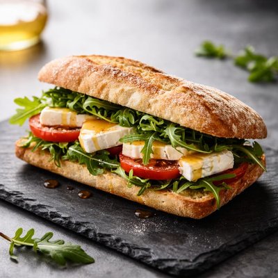 Brie honey arugula sandwich