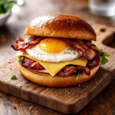 Brioche egg bacon cheese