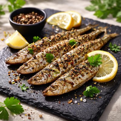 Brislings with lemon pepper