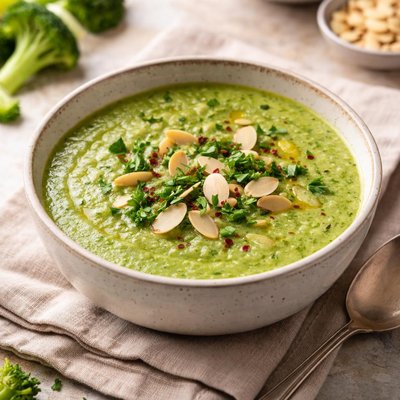 Broccoli almond celery soup