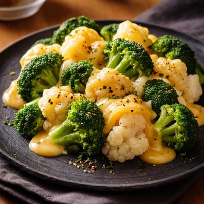 Broccoli and cauliflower with cheese sauce