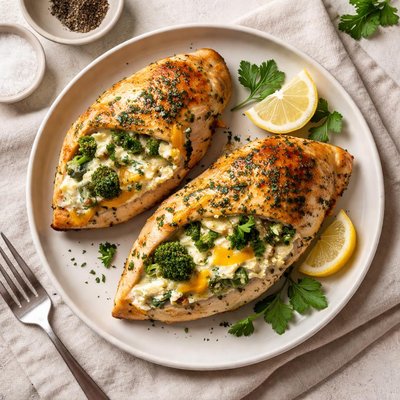 Broccoli and cheese stuffed chicken