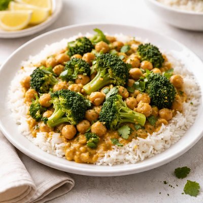 Broccoli and chickpea curry
