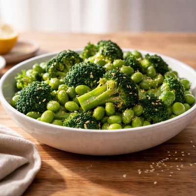 Broccoli and edamame